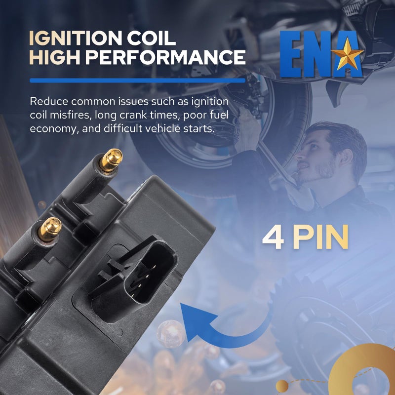 ENA Ignition Coil 2001 2002 2003 2004 2005 2006 2007 2008 2009 Compatible with Dodge Jeep Chrysler Town Country Grand Caravan Wrangler JK Pacifica Voyager Coil Packs 3.8 3.3 V6 for UF305 C1442 5603252 - Image 4